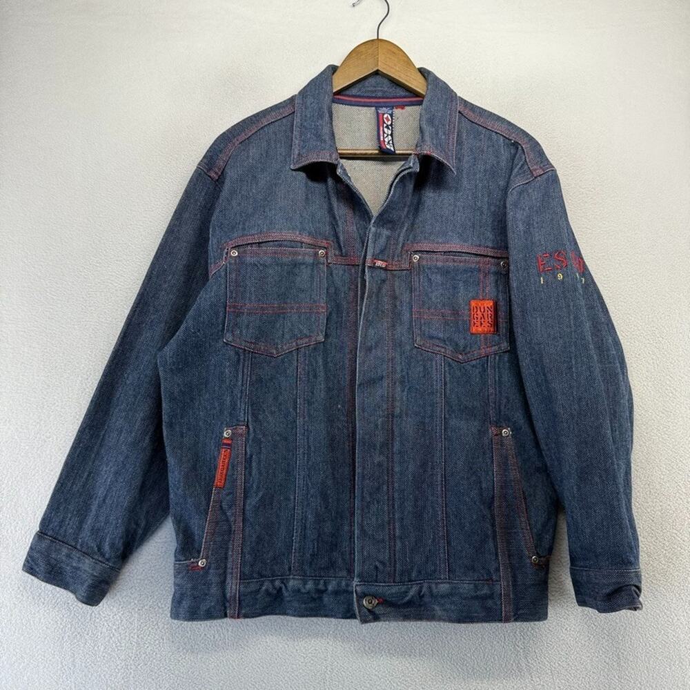 Vintage Willie Esco Denim Jacket Men's Large Blue Red Stitching Hip Hop Y2k 00s